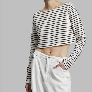 Frankie Shop Tilla Boatneck Cropped Stripe Top